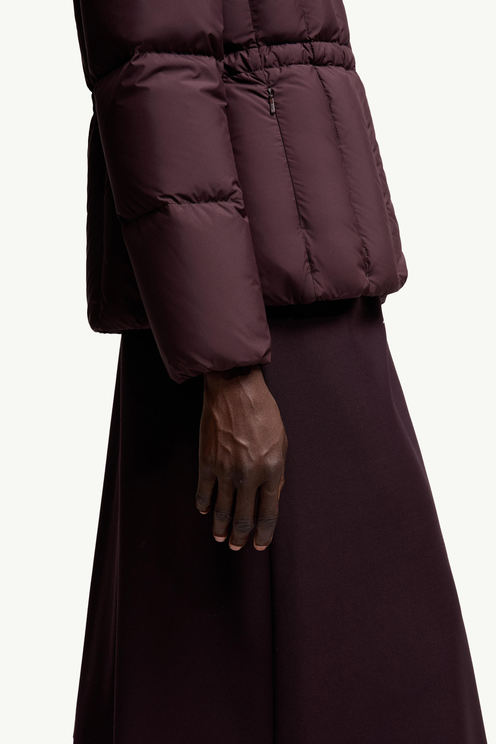 Estom Vertical-Quilted Hooded Short Down Jacket Women Grape Red Moncler 5