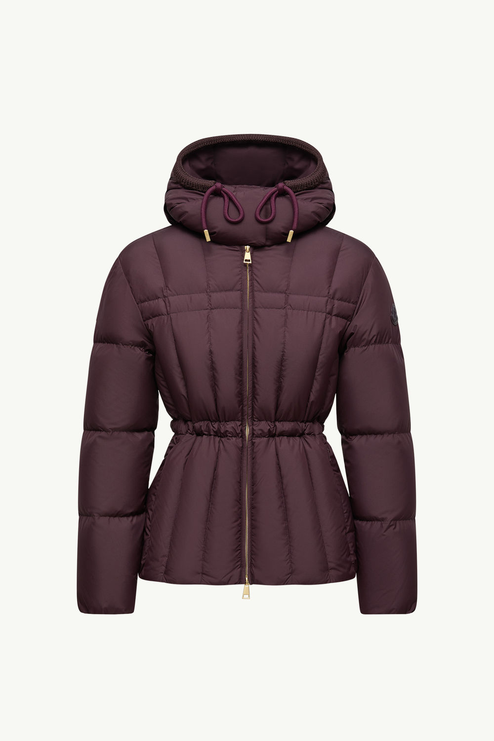 Estom Vertical-Quilted Hooded Short Down Jacket Women Grape Red Moncler 2