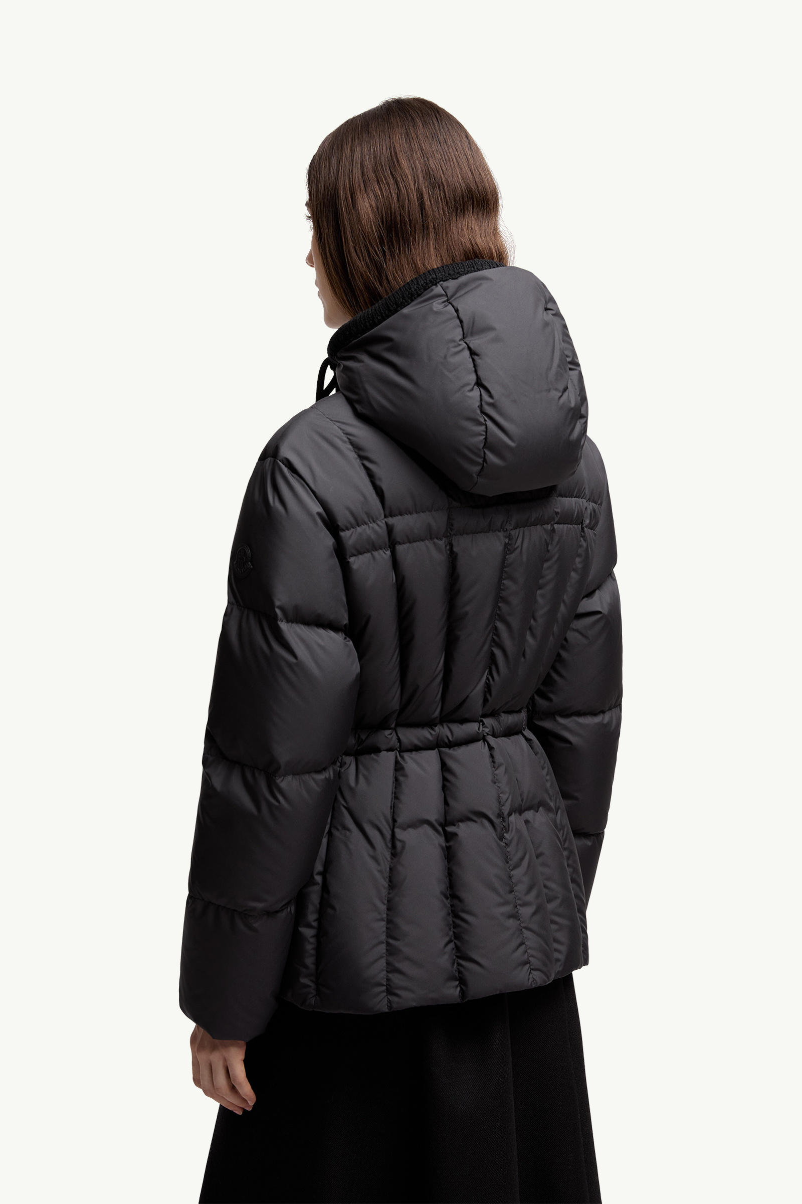 Estom Vertical-Quilted Hooded Short Down Jacket Women Black Moncler 4