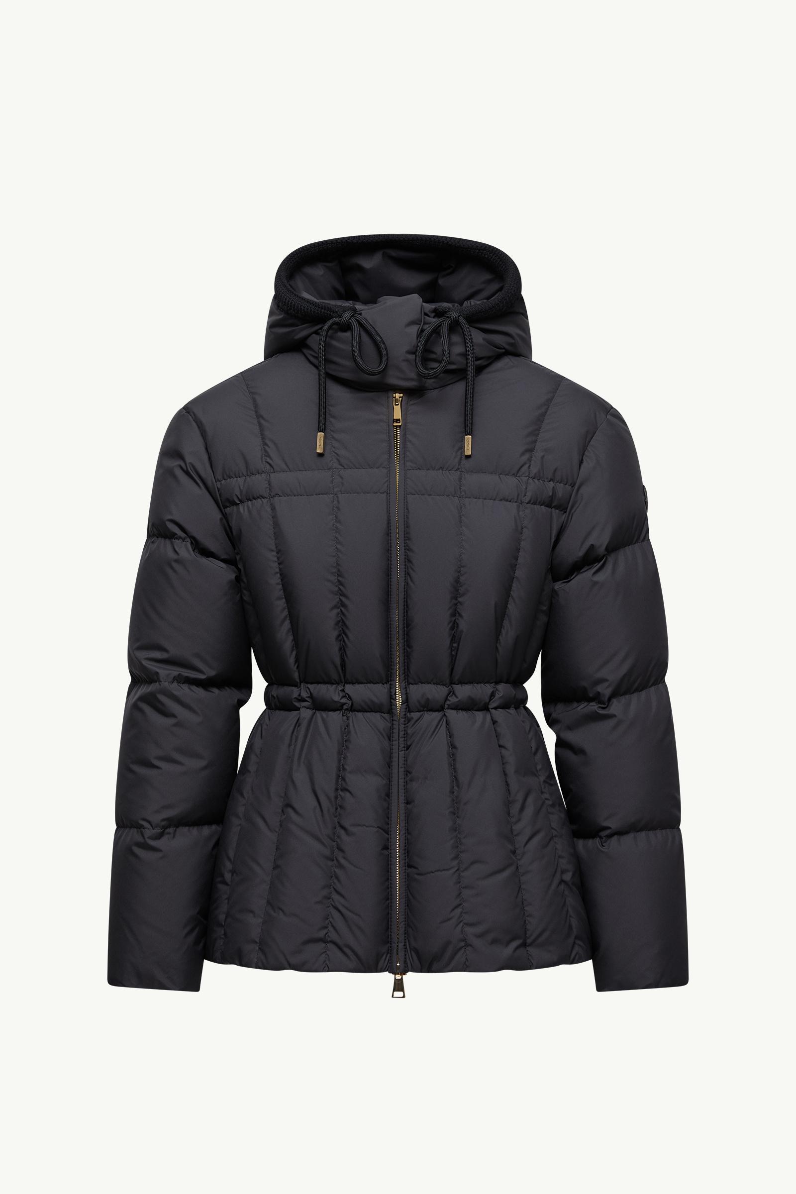 Black Estom Vertical-Quilted Hooded Short Down Jacket - Short Down
