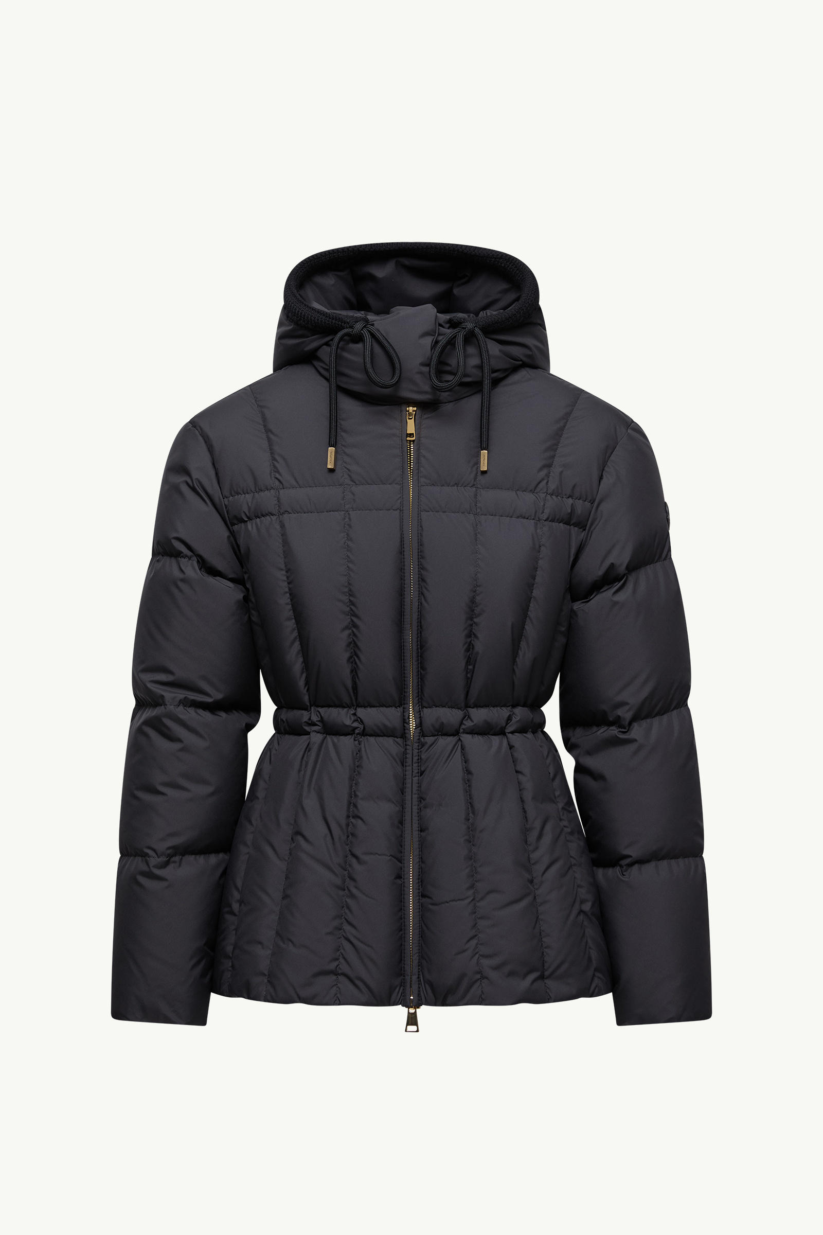 Estom Vertical-Quilted Hooded Short Down Jacket Women Black Moncler 2