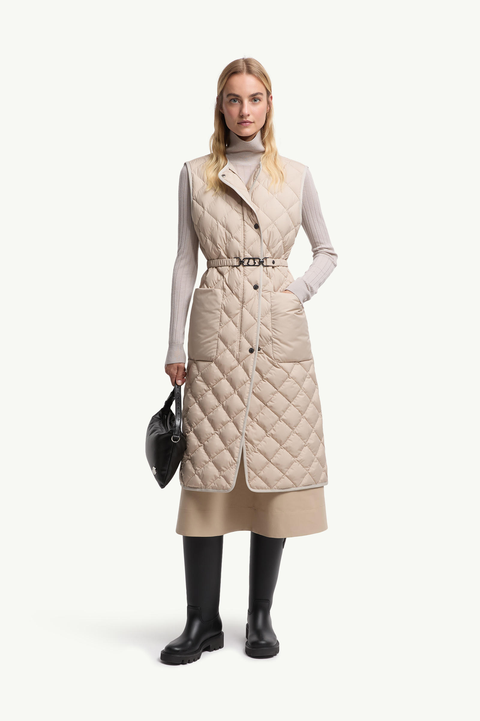 Butor Diamond-Quilted Long Down Gilet Women Beige Moncler 0