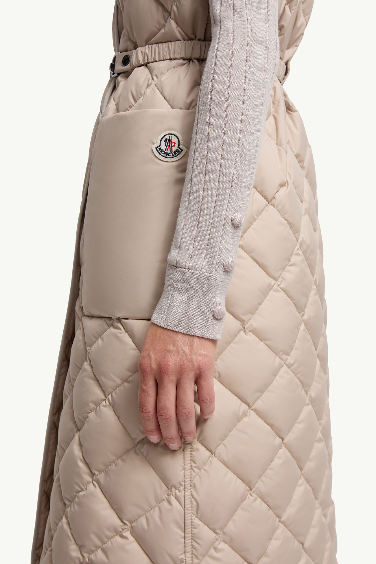 Butor rautenförmig gesteppte lange Daunenweste Damen Beige Moncler 5