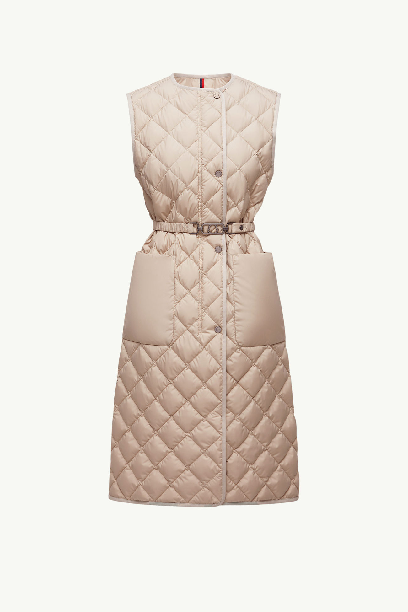 Butor rautenförmig gesteppte lange Daunenweste Damen Beige Moncler 2