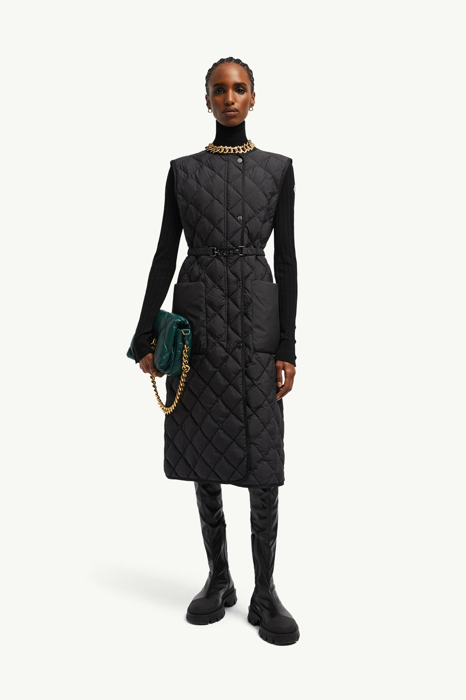 Butor Diamond-Quilted Long Down Gilet Women Black Moncler 0