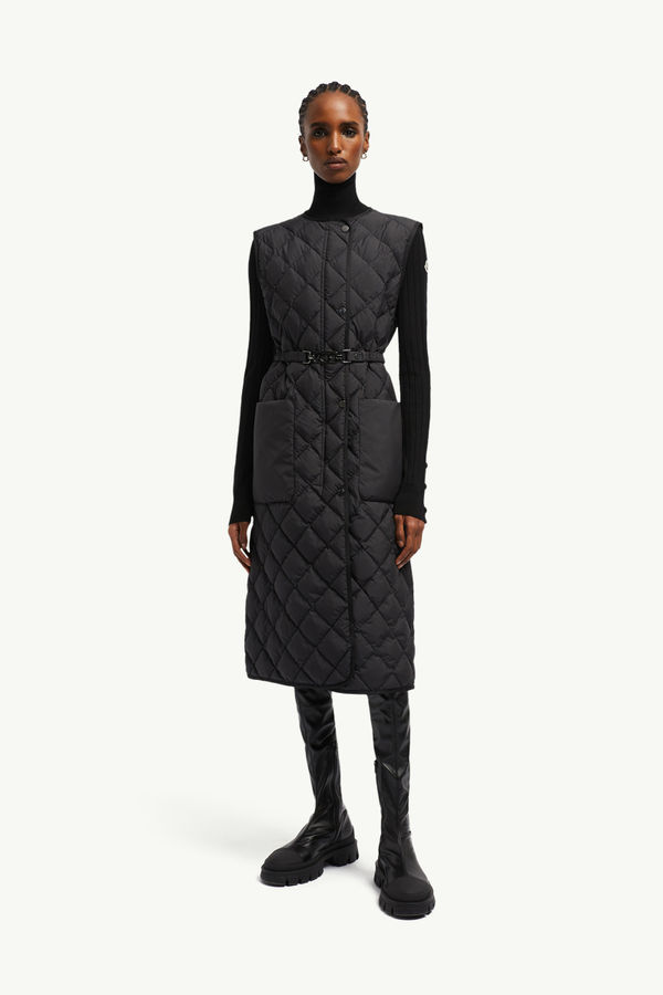 Butor Diamond-Quilted Long Down Gilet Women Black Moncler 3