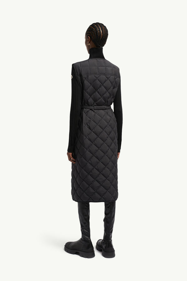 Butor Diamond-Quilted Long Down Gilet Women Black Moncler 4
