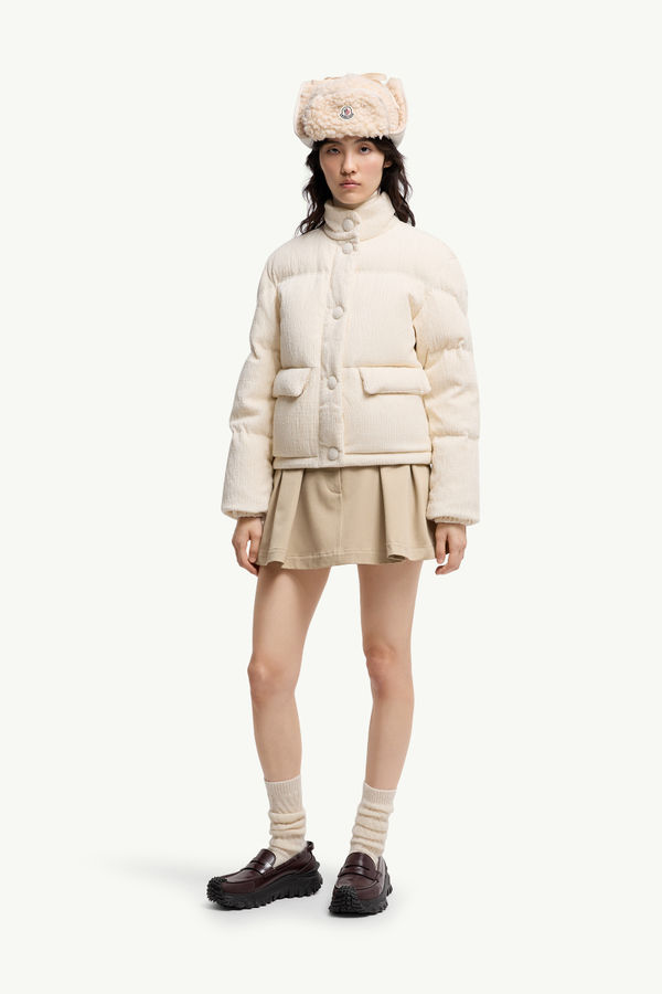 Doudoune courte en velours Aliminia Femmes Blanc Ivoire Moncler 0