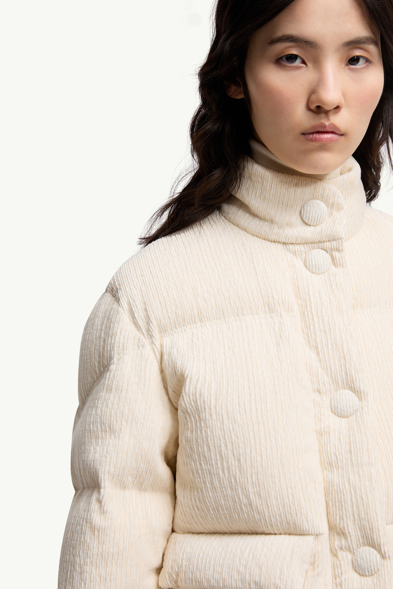 Aliminia Velvet Short Down Jacket Women White Ivory Moncler 5