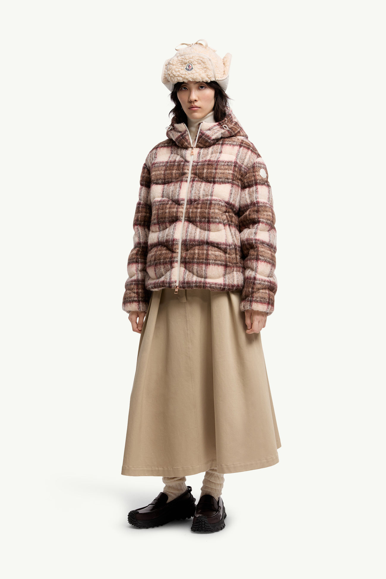 Cervi羊毛混紡連帽短身羽絨外套 女士 米色和粉紅色 Moncler 0