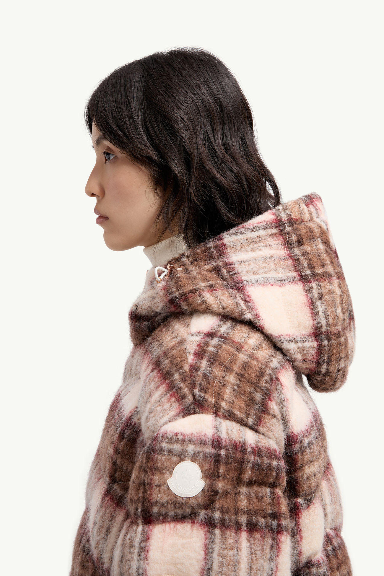 Cervi女士羊毛混纺连帽短款羽绒夹克外套 女士 米色 & 粉红色 Moncler 1