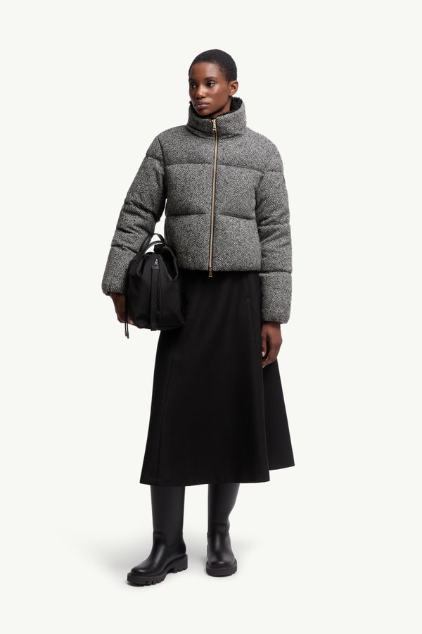 Careil Wool Bouclé Short Down Jacket Women Gray Moncler 0