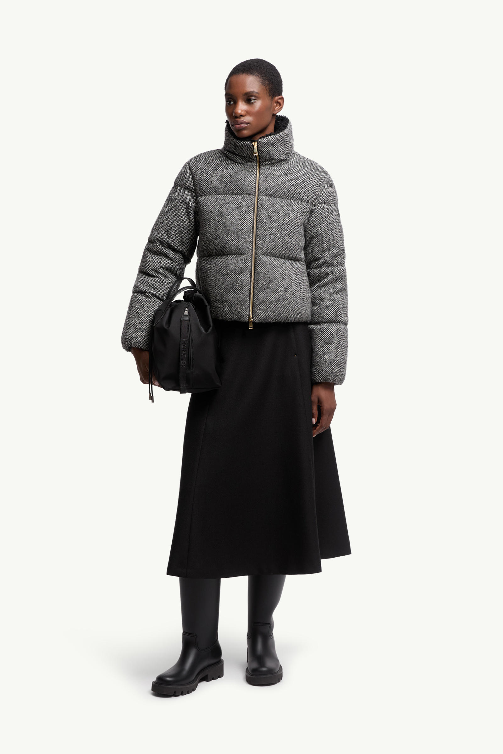 Careil Wool Bouclé Short Down Jacket Women Gray Moncler 0