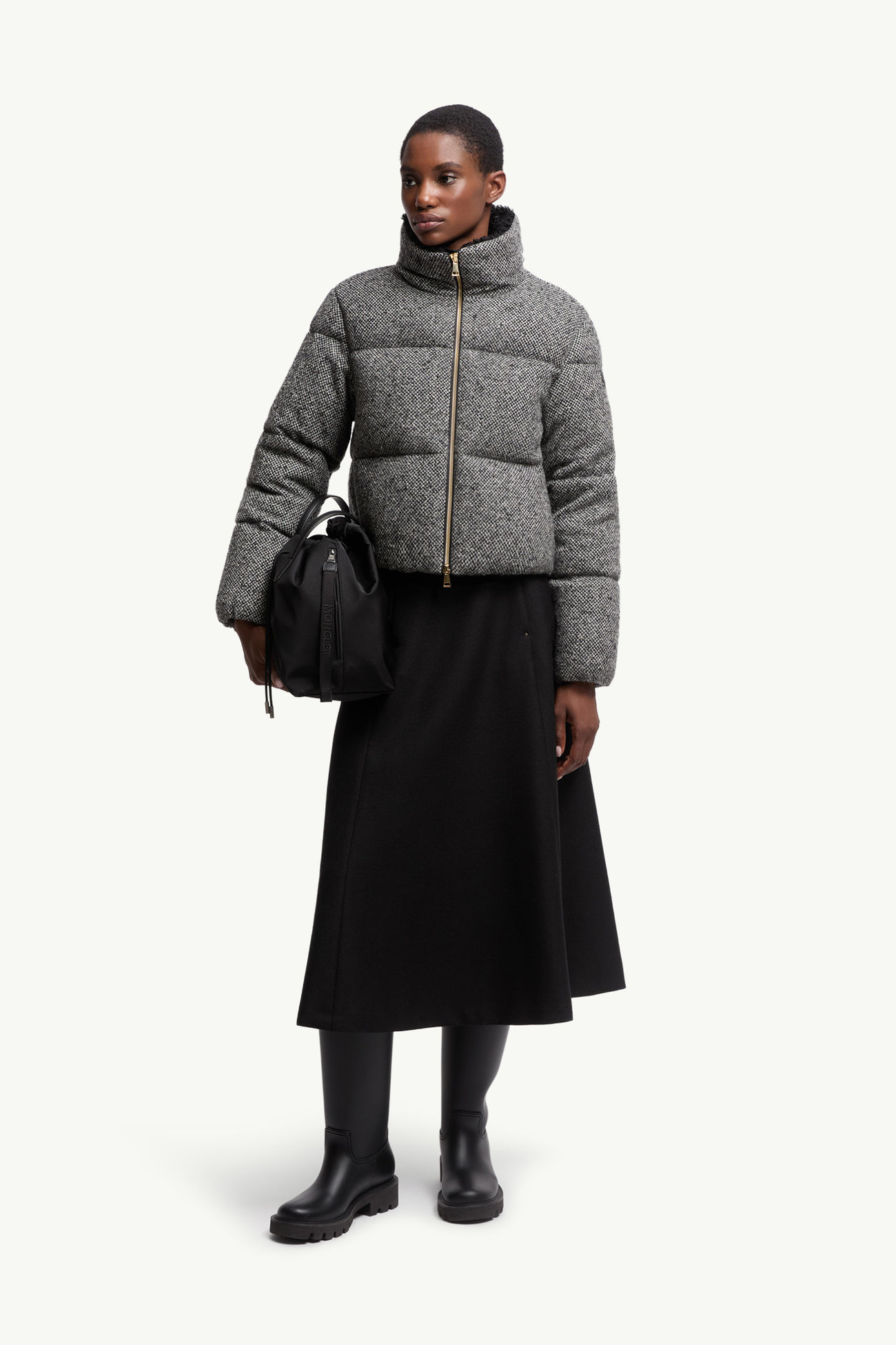 Piumino corto bouclé Brezesse in lana Donna Grigio Moncler 0