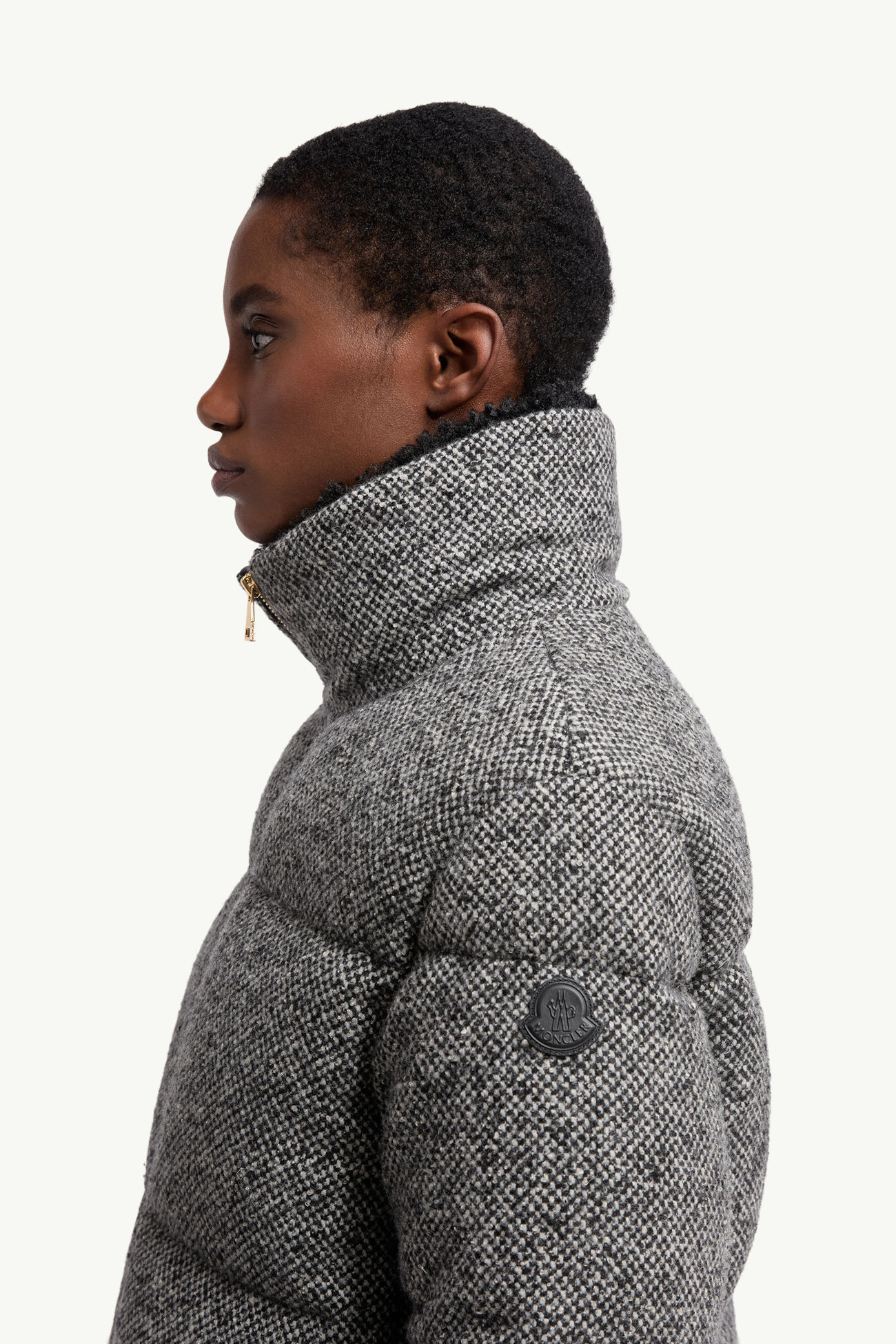 Brezesse Wool Bouclé Short Down Jacket Women Grey Moncler 1