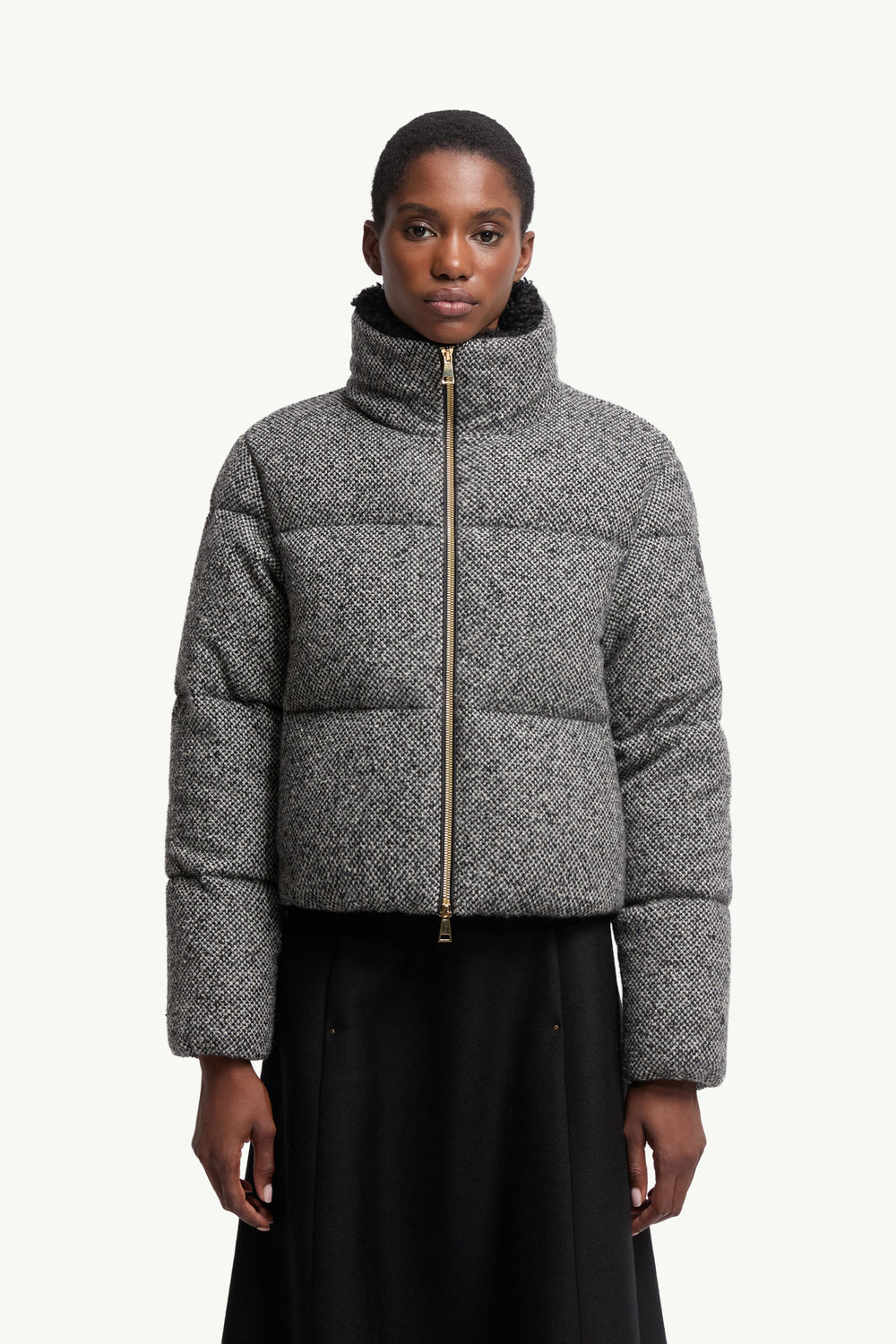 Brezesse Wool Bouclé Short Down Jacket Women Gray Moncler 3
