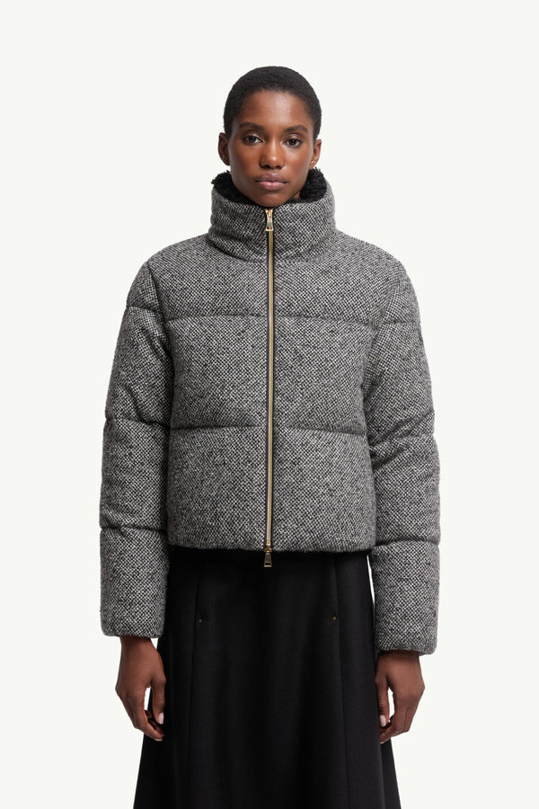 Careil Wool Bouclé Short Down Jacket Women Gray Moncler 3