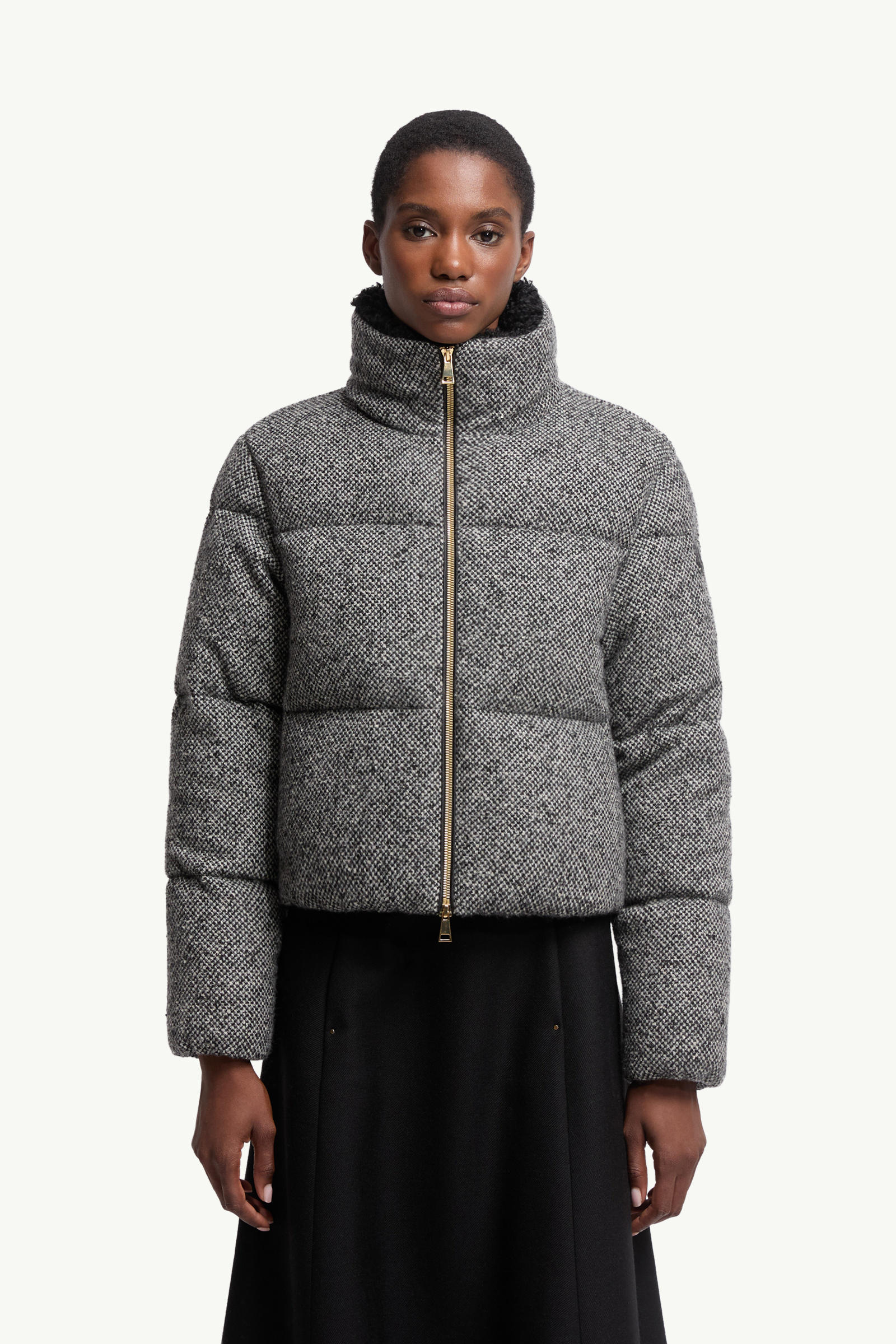 Careil Wool Bouclé Short Down Jacket Women Gray Moncler 3