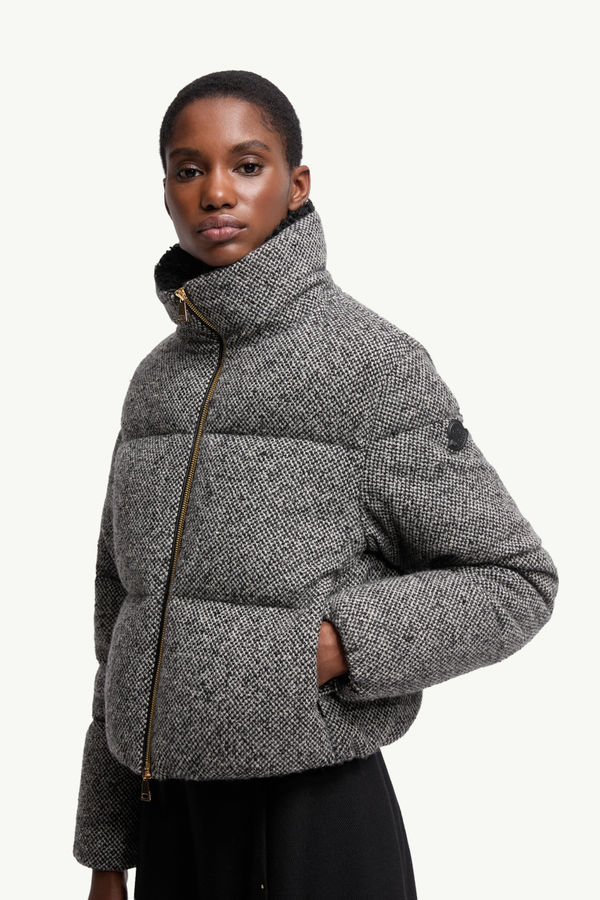 Careil Wool Bouclé Short Down Jacket Women Gray Moncler 5