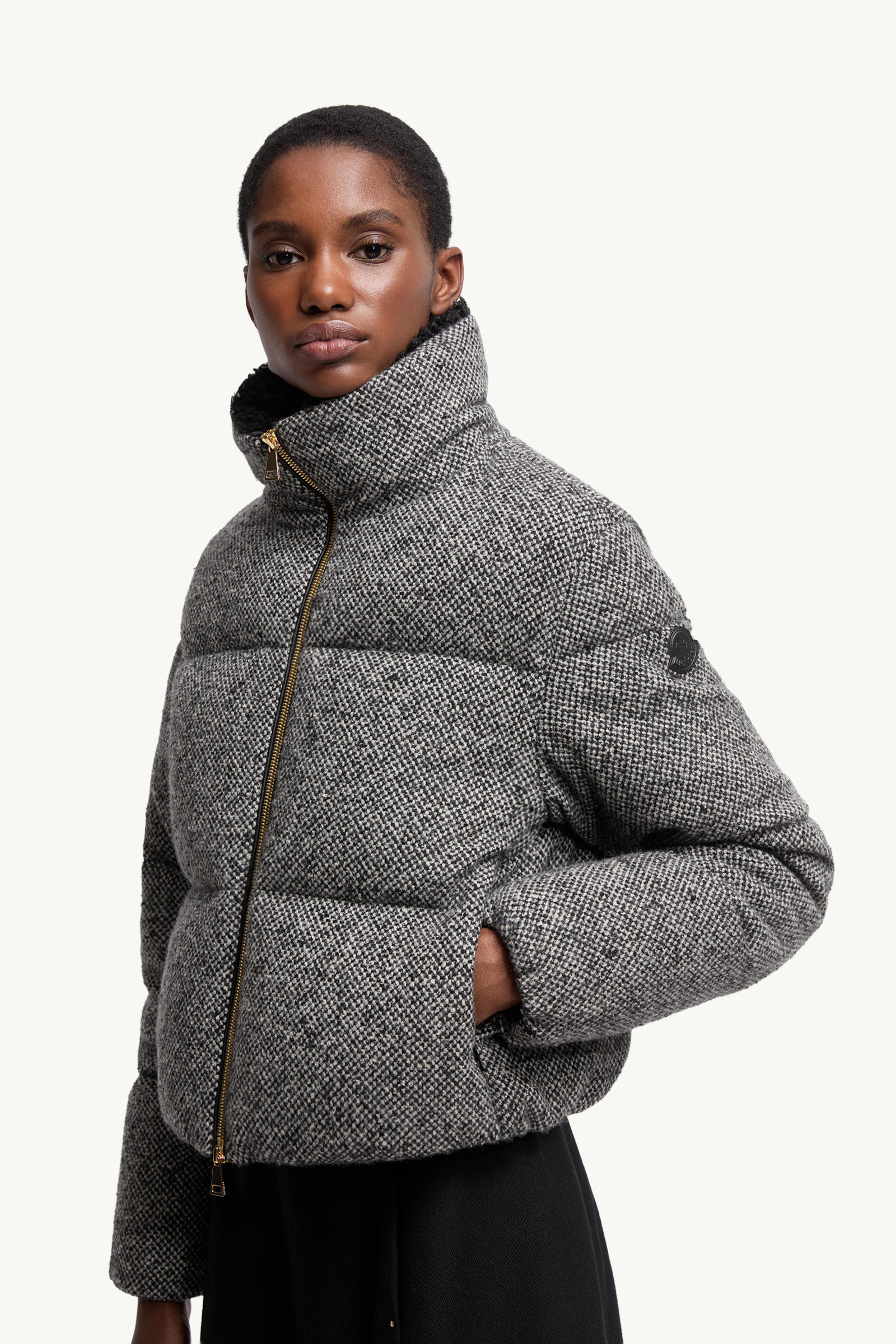 Careil Wool Bouclé Short Down Jacket Women Gray Moncler 5
