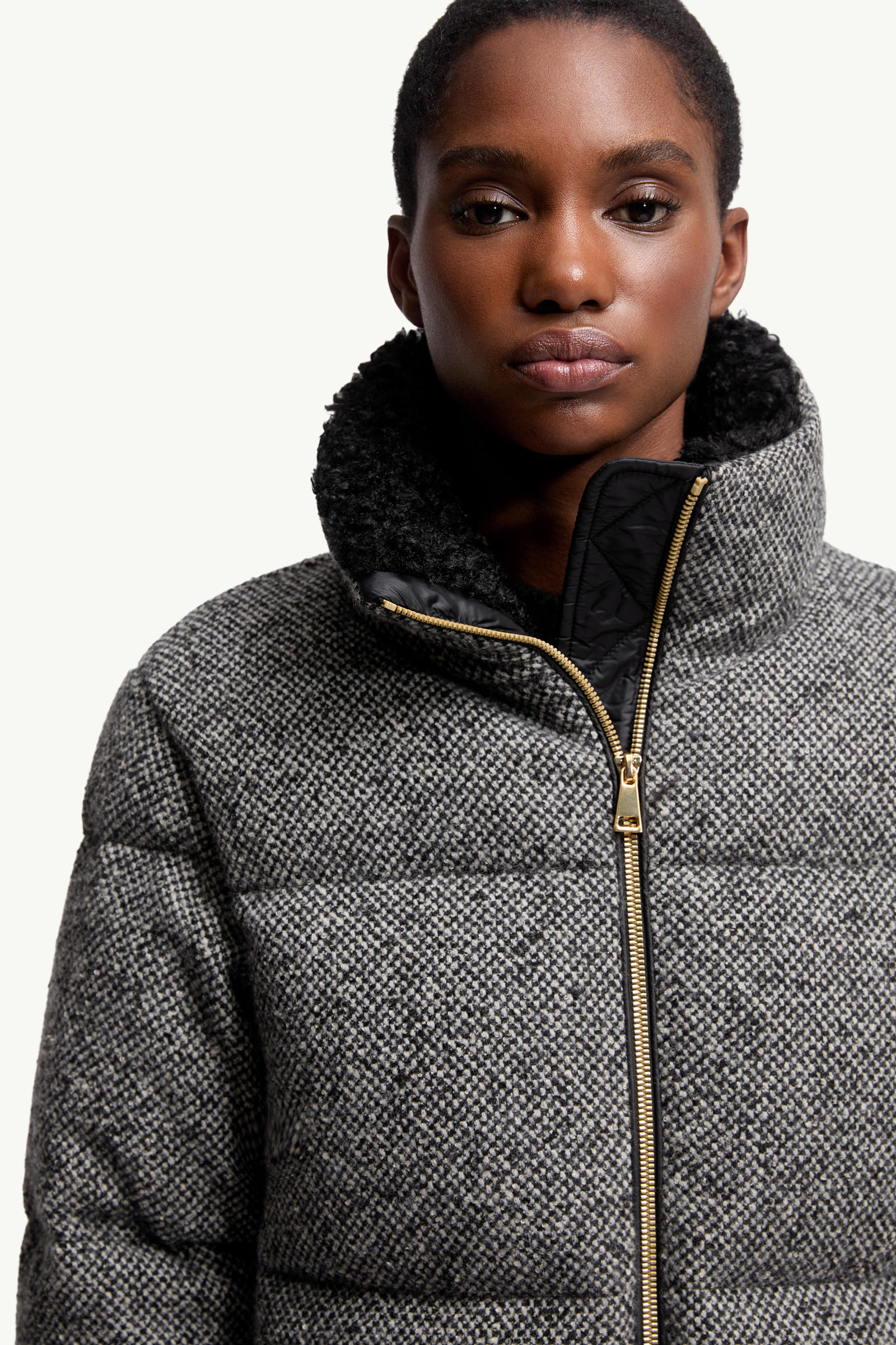 Careil Wool Bouclé Short Down Jacket Women Gray Moncler 6