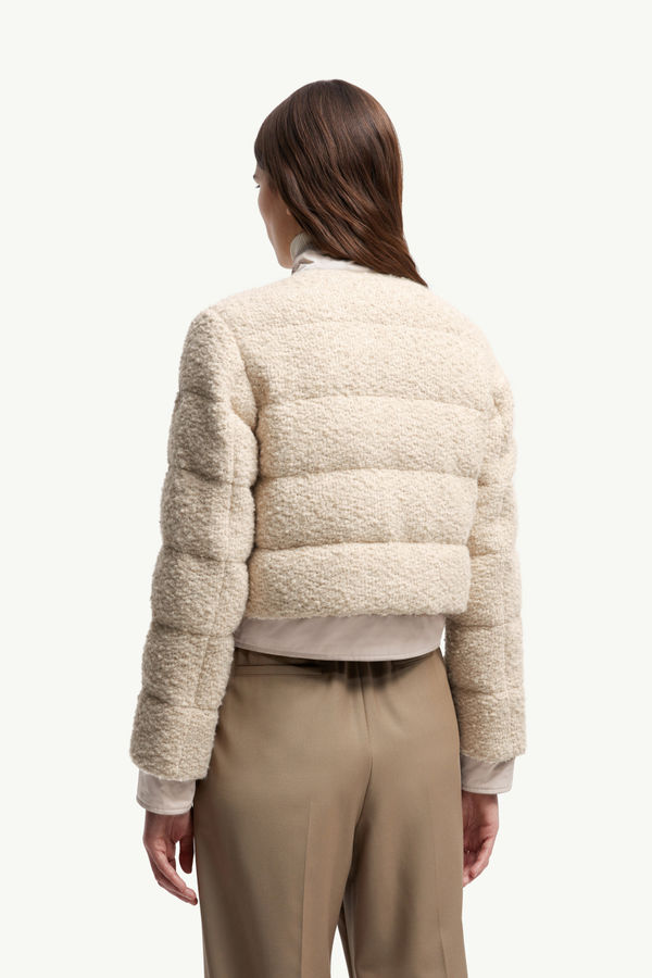 Blandy Wool Blend Bouclé Short Down Jacket Women Light Beige Moncler 4