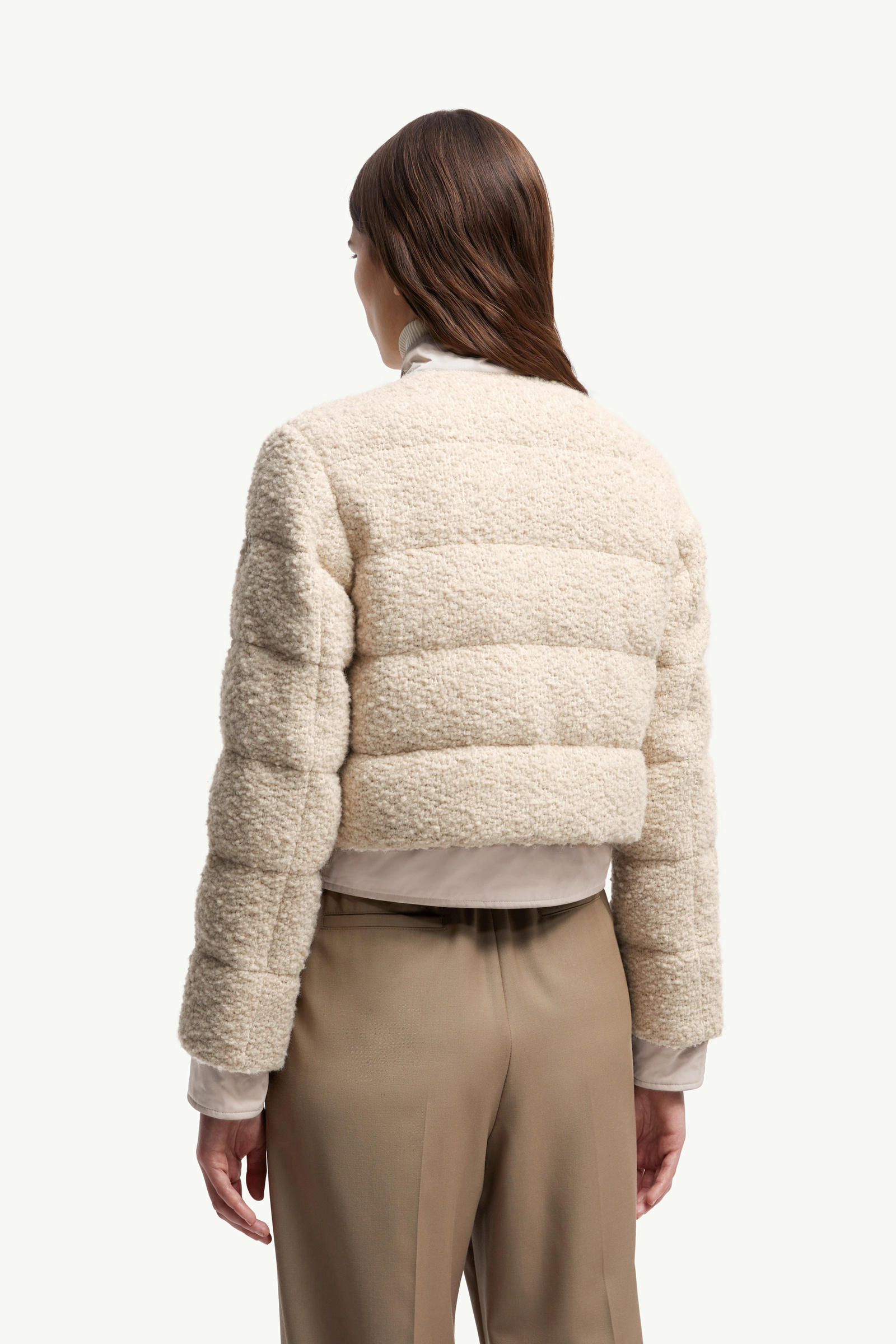 Blandy Wool Blend Bouclé Short Down Jacket Women Light Beige Moncler 4