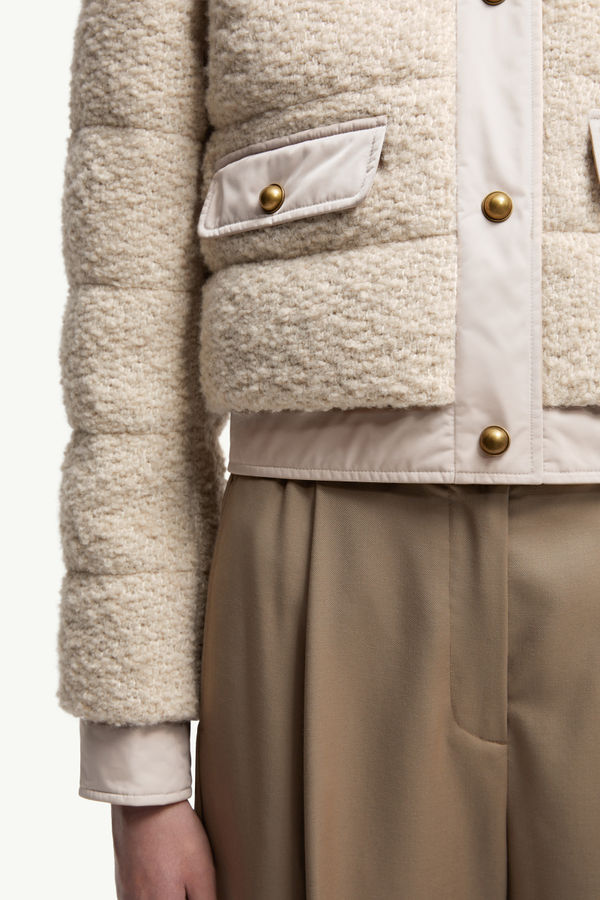 Blandy Wool Blend Bouclé Short Down Jacket Women Light Beige Moncler 6