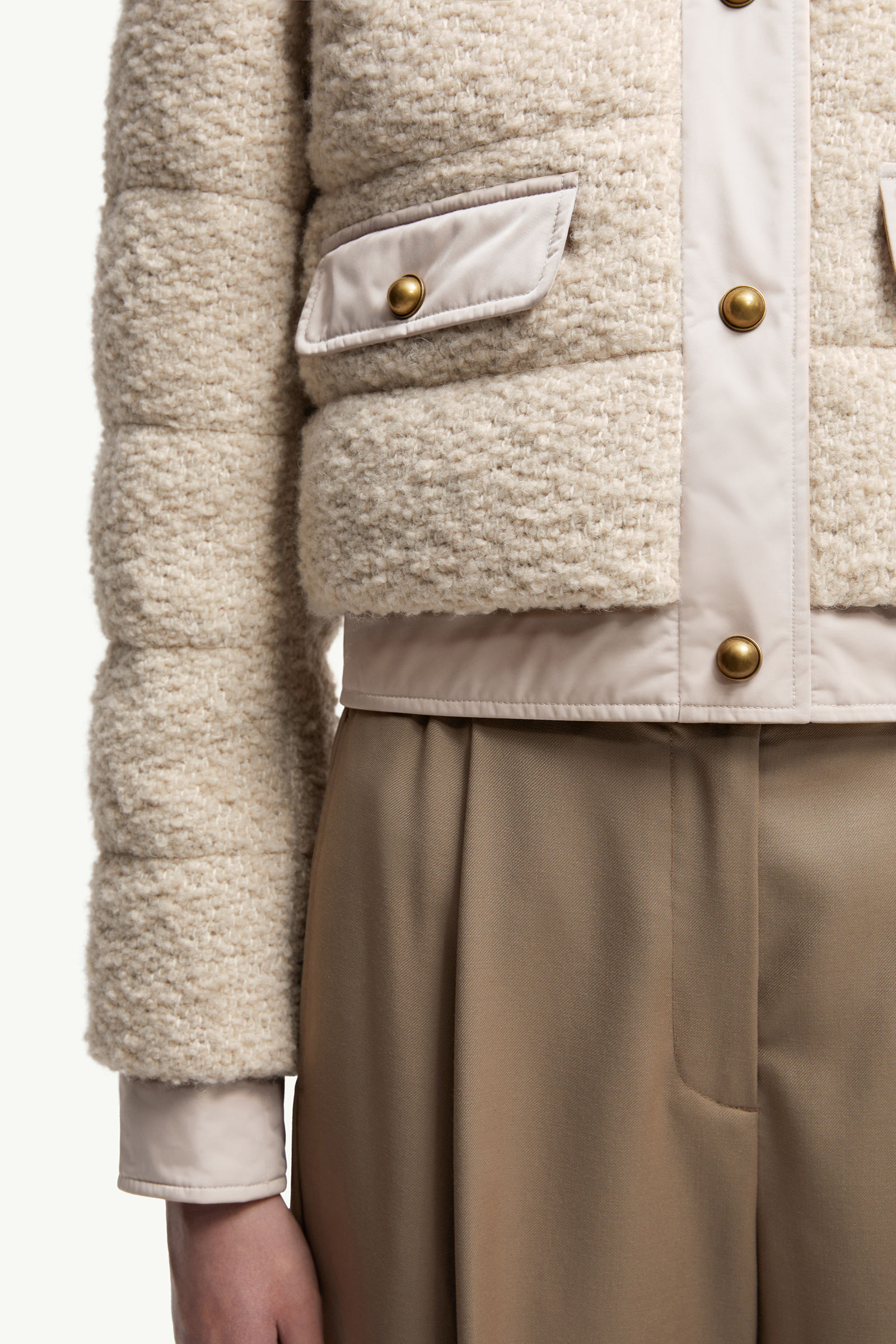 Blandy Wool Blend Bouclé Short Down Jacket Women Light Beige Moncler 6