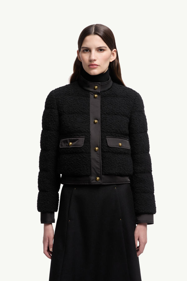 Blandy Wool Blend Bouclé Short Down Jacket Women Black Moncler 3
