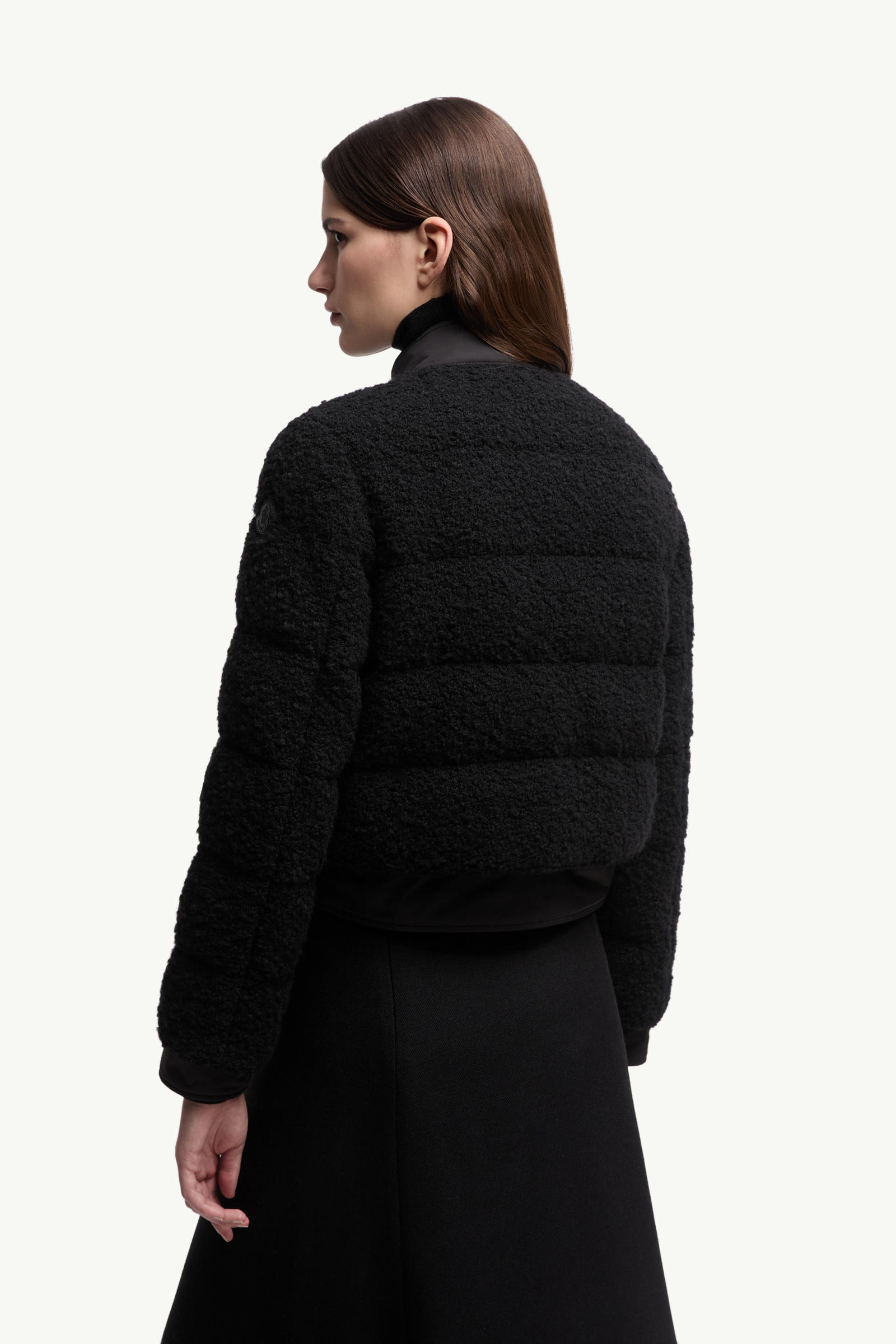 Piumino Corto Blandy in Misto Lana Bouclé Donna Nero Moncler 4