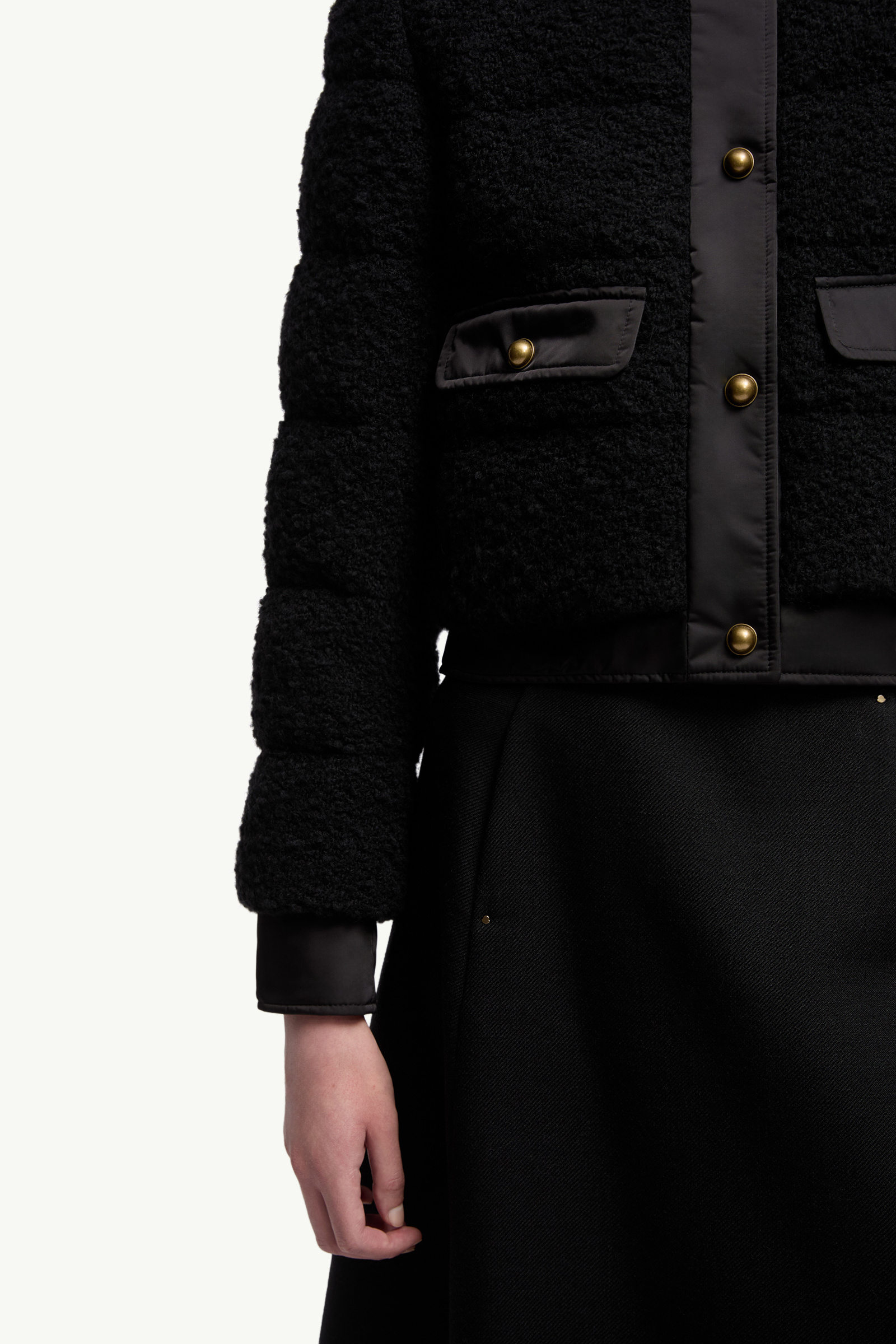 Piumino Corto Blandy in Misto Lana Bouclé Donna Nero Moncler 5
