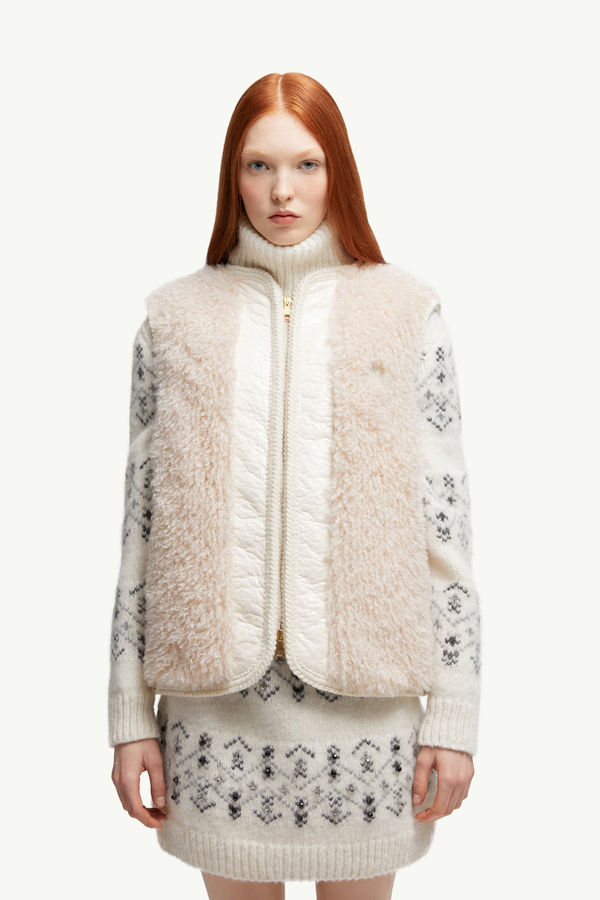 Tournel Teddy Padded  Gilet Women Light Beige Moncler 3