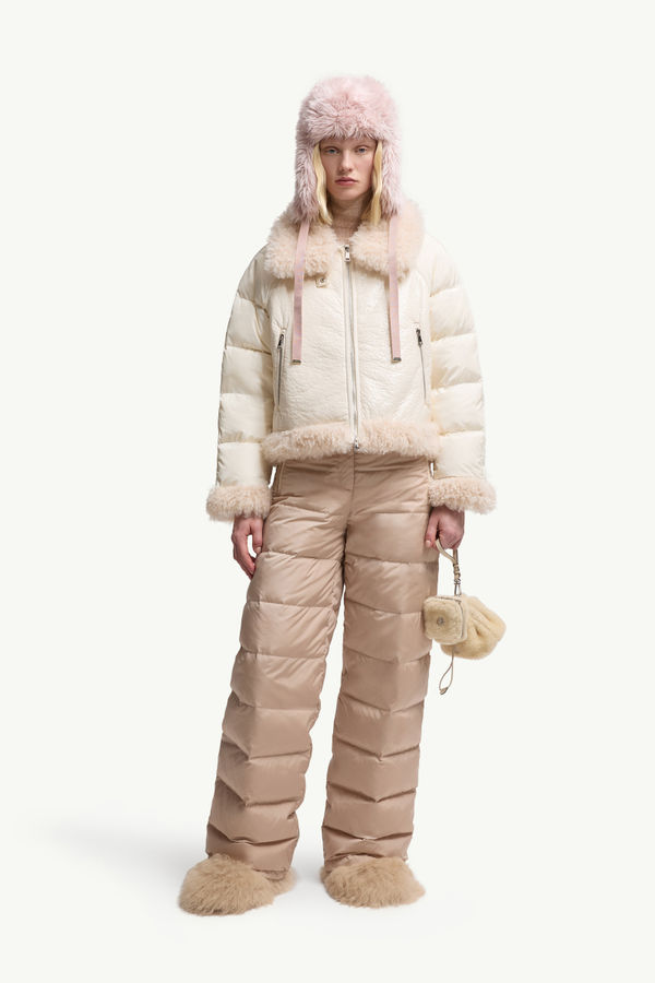 Rubrouk Teddy-Trimmed Short Down Jacket Women White Ivory Moncler 0