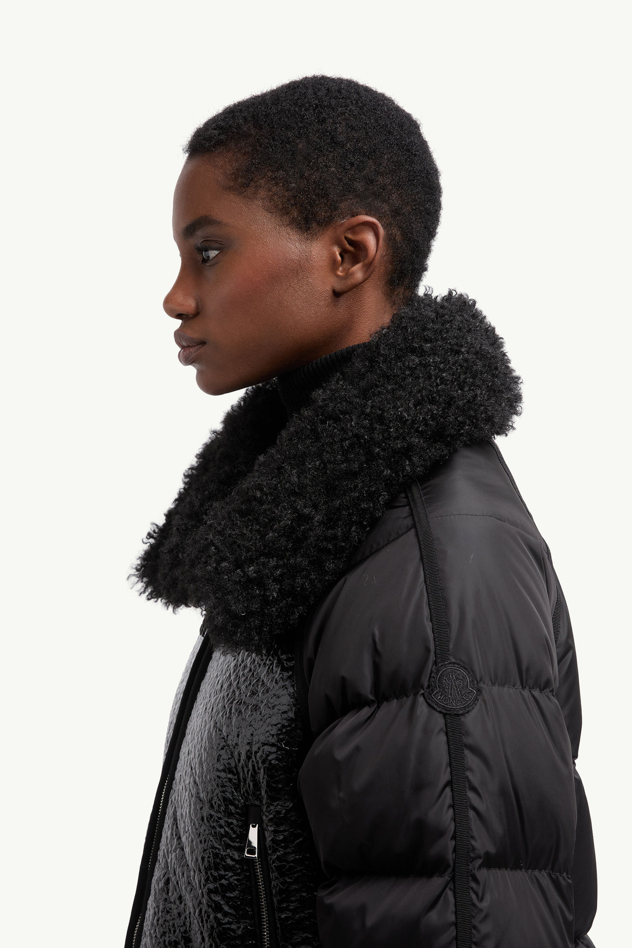 Rubrouk泰迪布飾邊短身羽絨外套 女士 黑色 Moncler 1