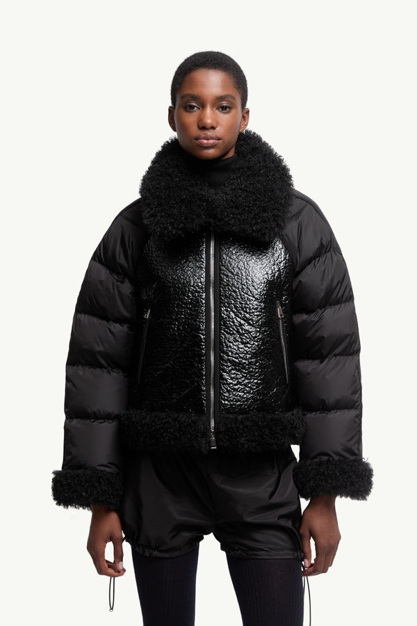 Rubrouk Teddy-Trimmed Short Down Jacket Women Black Moncler 3