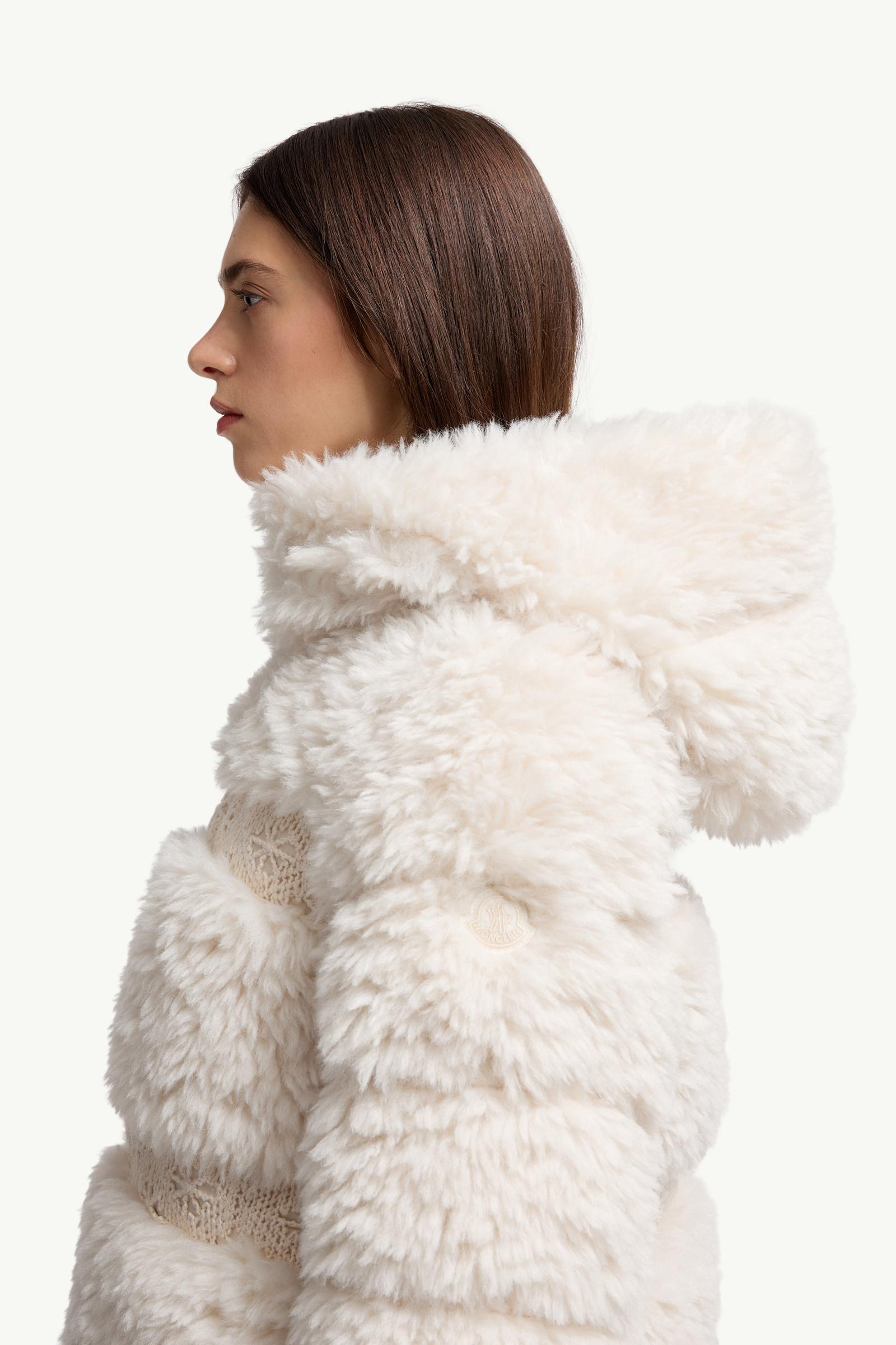 Verie Teddy kurze Daunenjacke mit Kapuze Damen Weiß-Elfenbein Moncler 1
