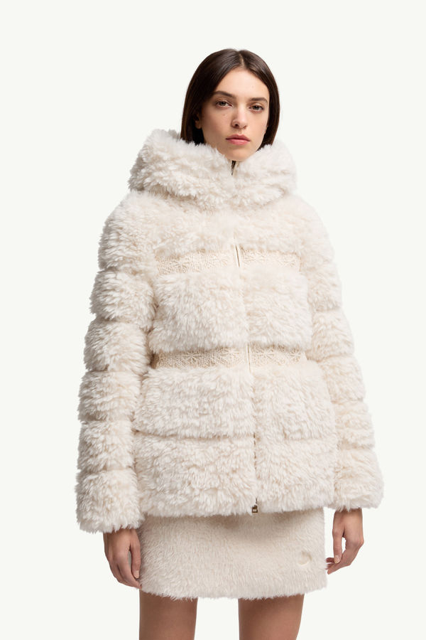 Verie Teddy kurze Daunenjacke mit Kapuze Damen Weiß-Elfenbein Moncler 3