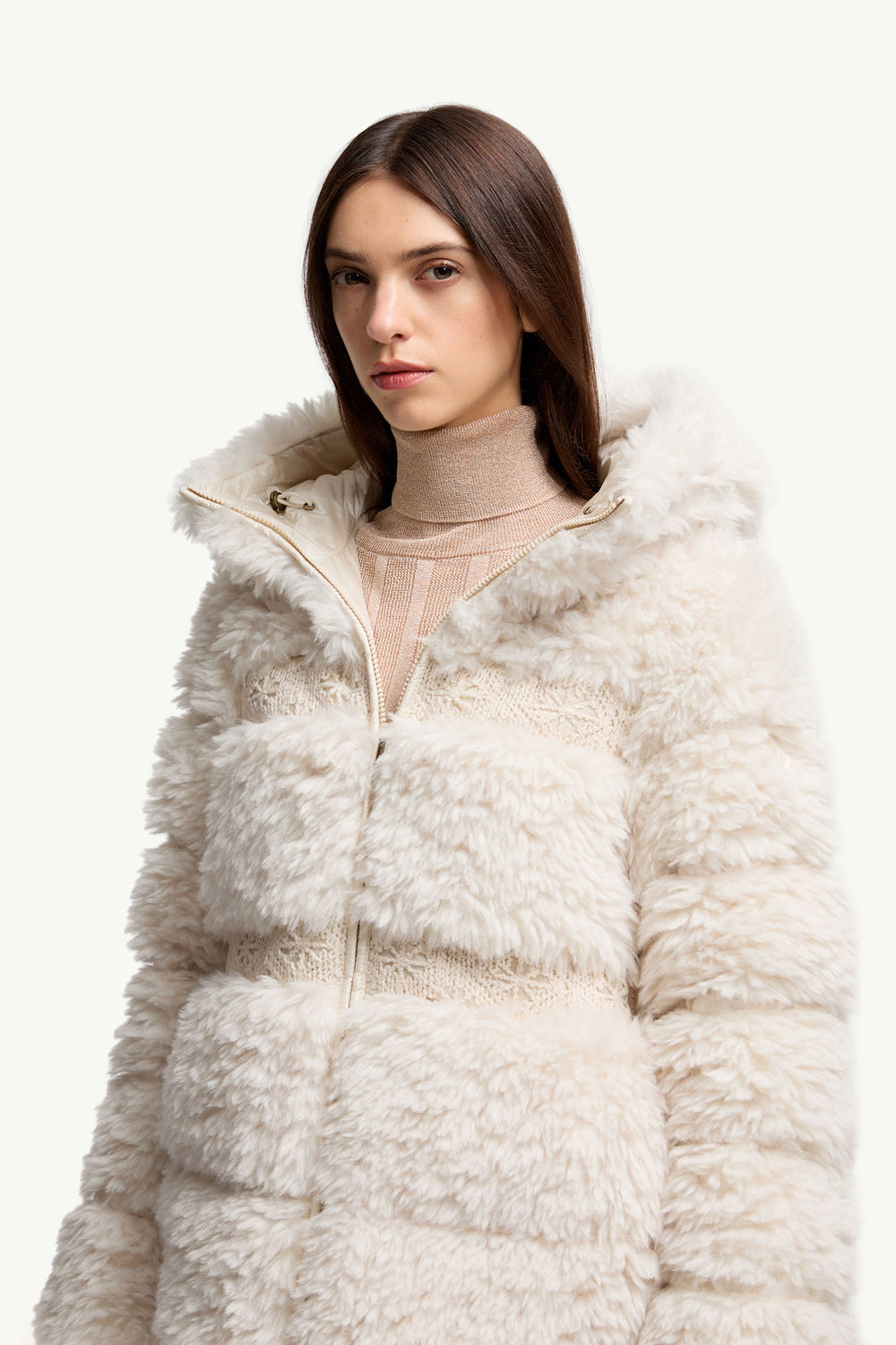 Verie Teddy Hooded Short Down Jacket Women White Ivory Moncler 5