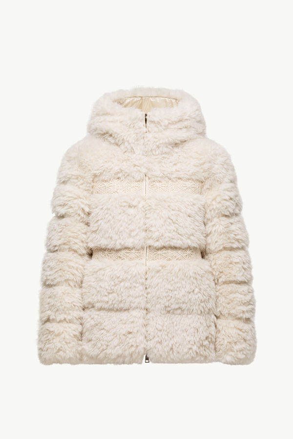 Verie Teddy kurze Daunenjacke mit Kapuze Damen Weiß-Elfenbein Moncler 2