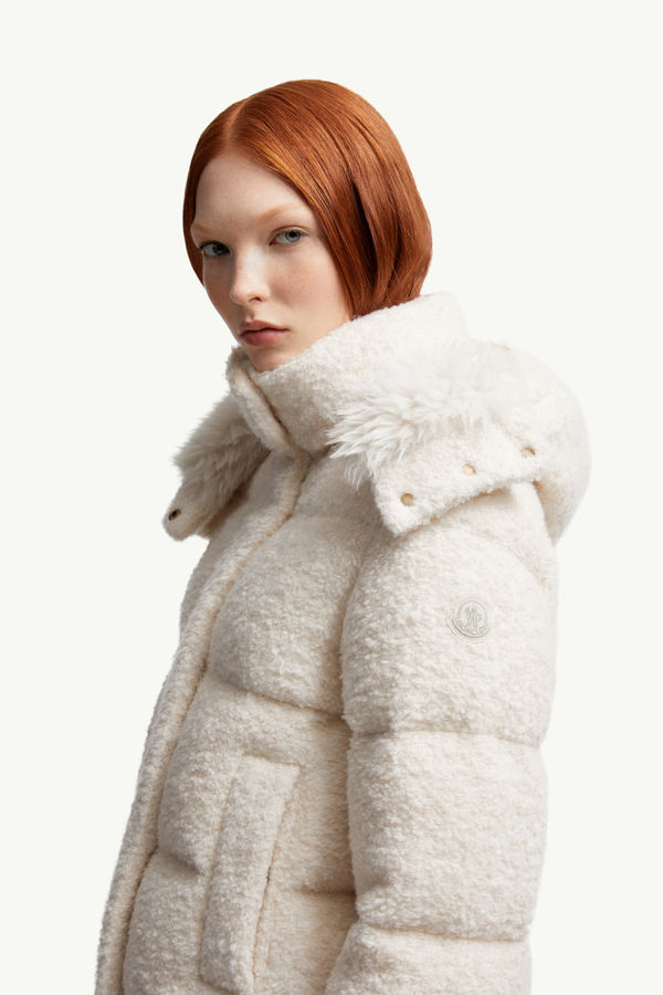 Virieu Bouclé Hooded Short Down Jacket Women White Moncler 1