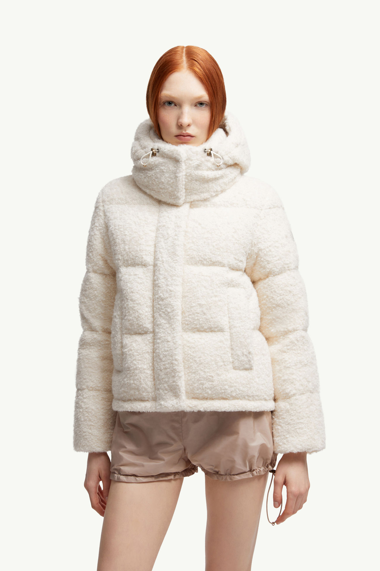Piumino Corto Virieu Bouclé con Cappuccio Donna Bianco Moncler 3