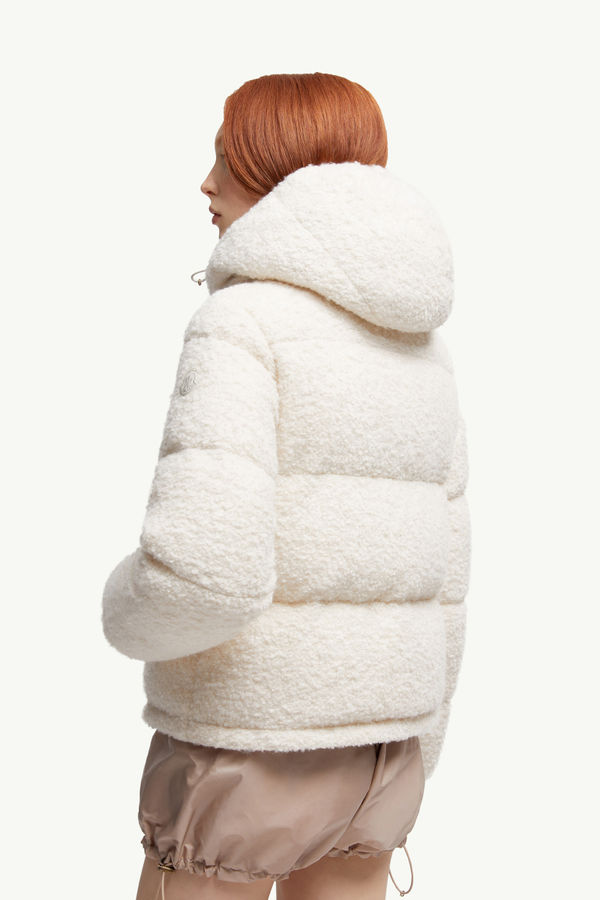 Virieu Bouclé Hooded Short Down Jacket Women White Moncler 4