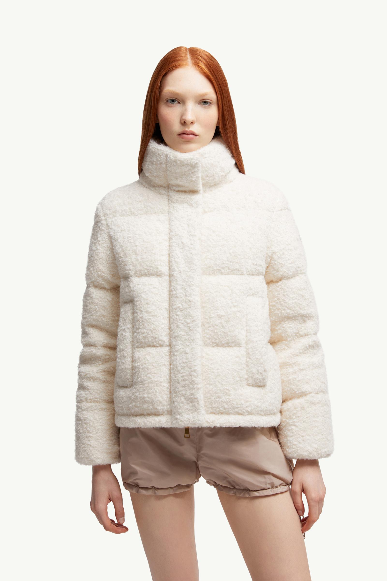 White Virieu Bouclé Hooded Short Down Jacket - Short Down Jackets