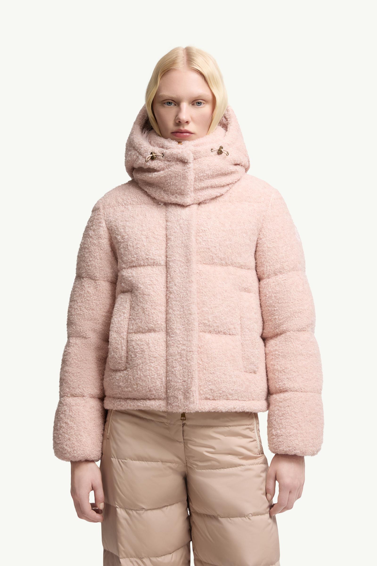 Pink Virieu Bouclé Hooded Short Down Jacket - Short Down Jackets