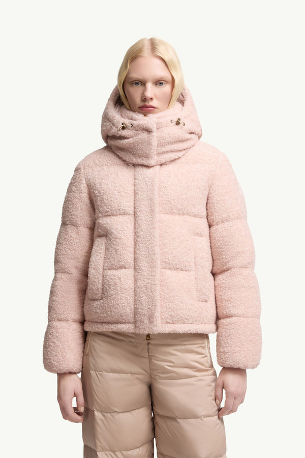 Virieu Bouclé Hooded Short Down Jacket Women Pink Moncler 3