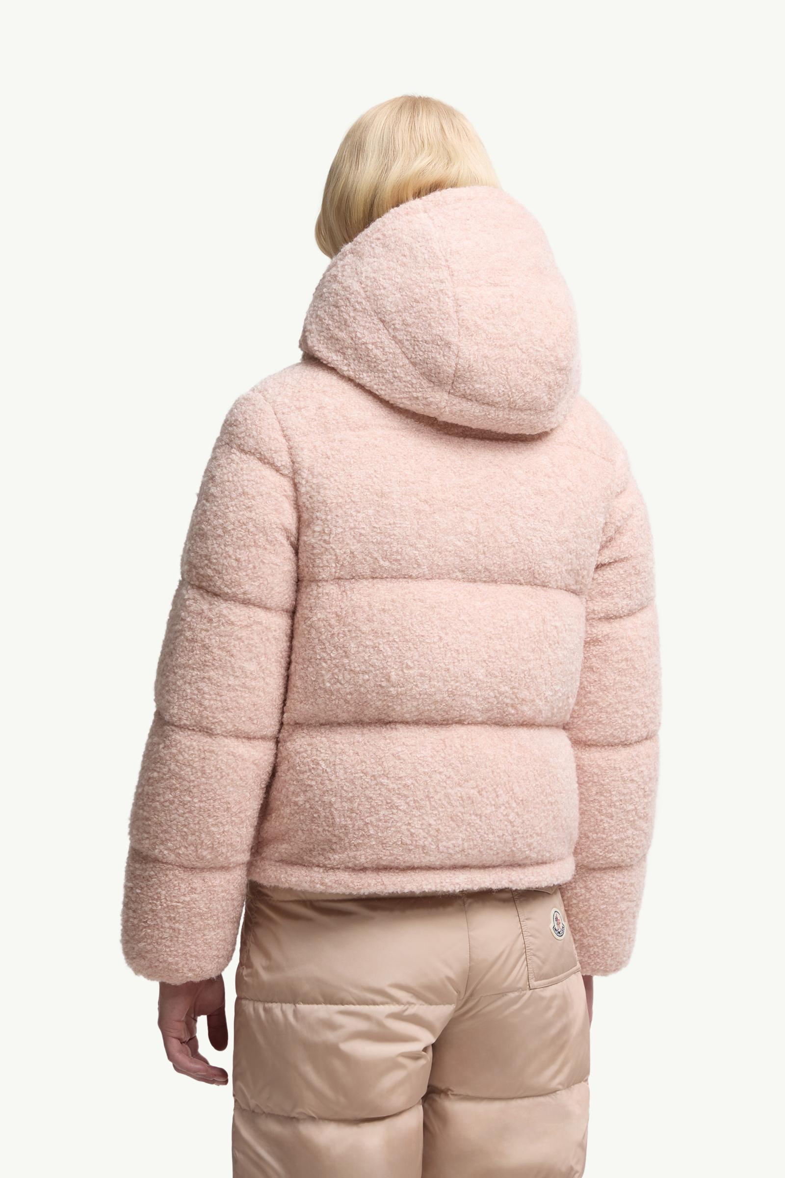 Pink Virieu Bouclé Hooded Short Down Jacket - Short Down Jackets