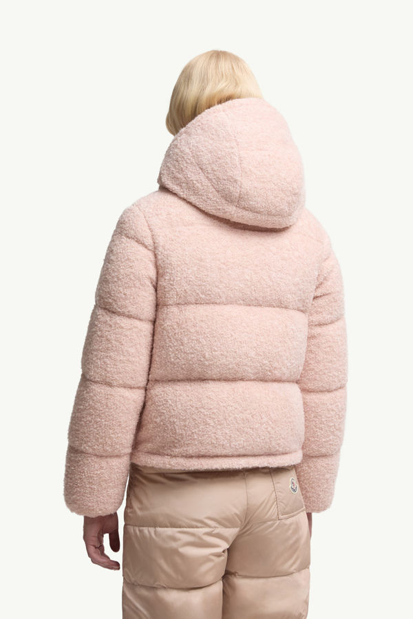 Virieu Bouclé Hooded Short Down Jacket Women Pink Moncler 4