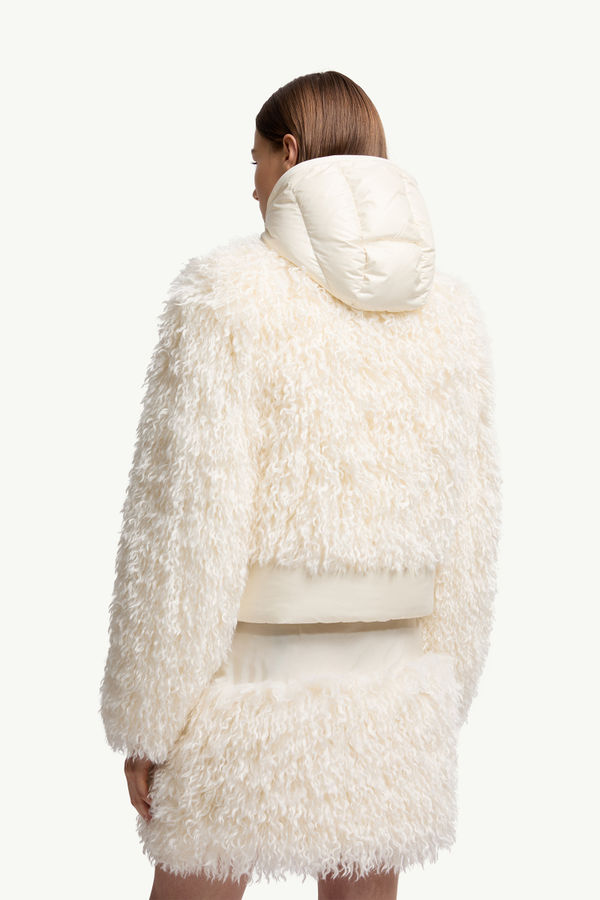 Doudoune courte à capuche Vigiers en teddy Femmes Blanc Ivoire Moncler 4
