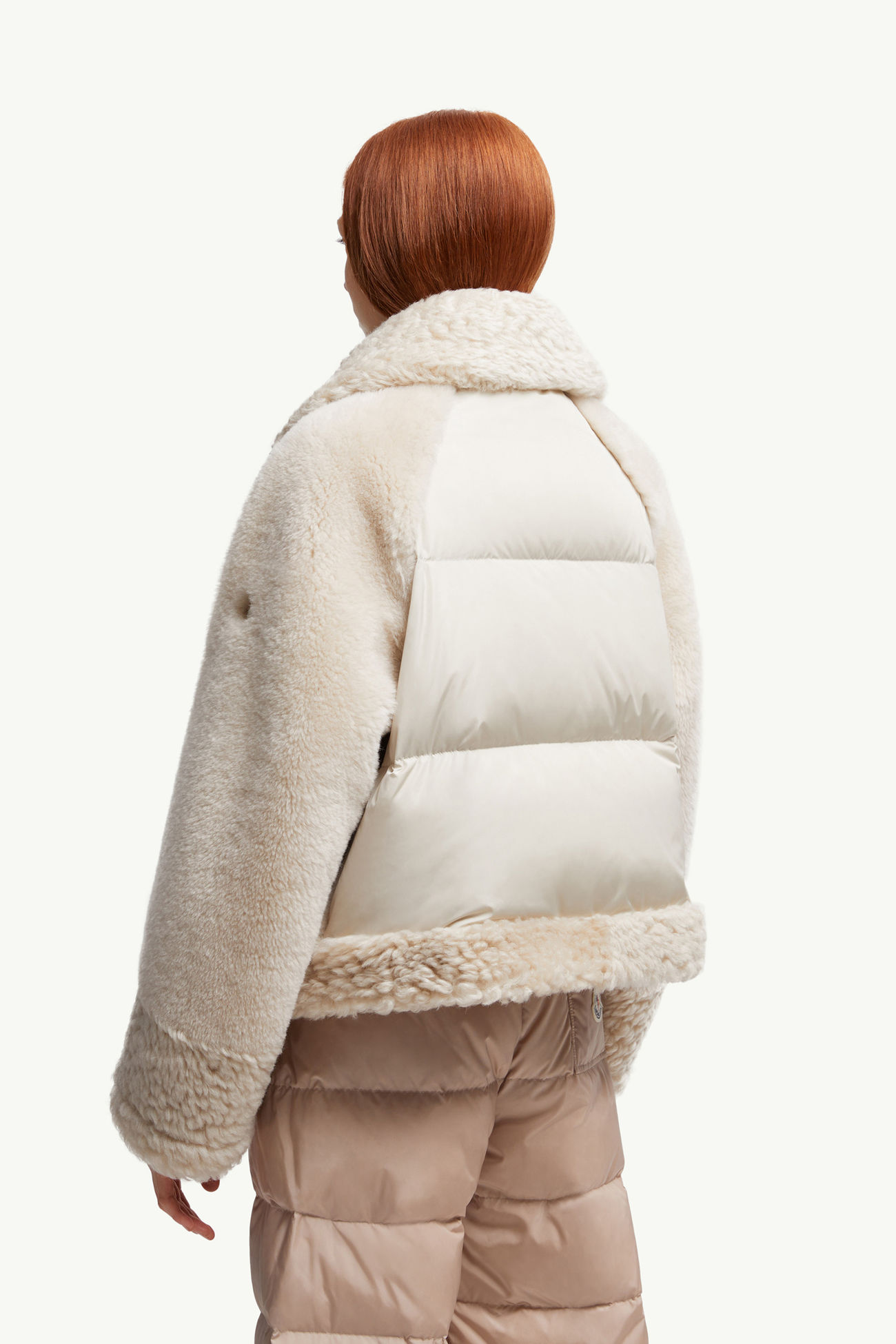 Gobain羔羊毛麂皮短身羽絨外套 女士 米色 Moncler 4